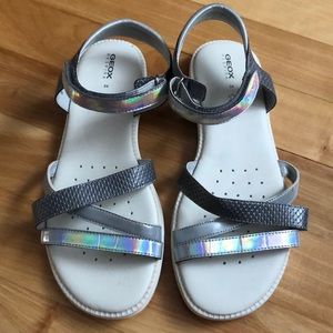 Girls Geox silver and grey sandals